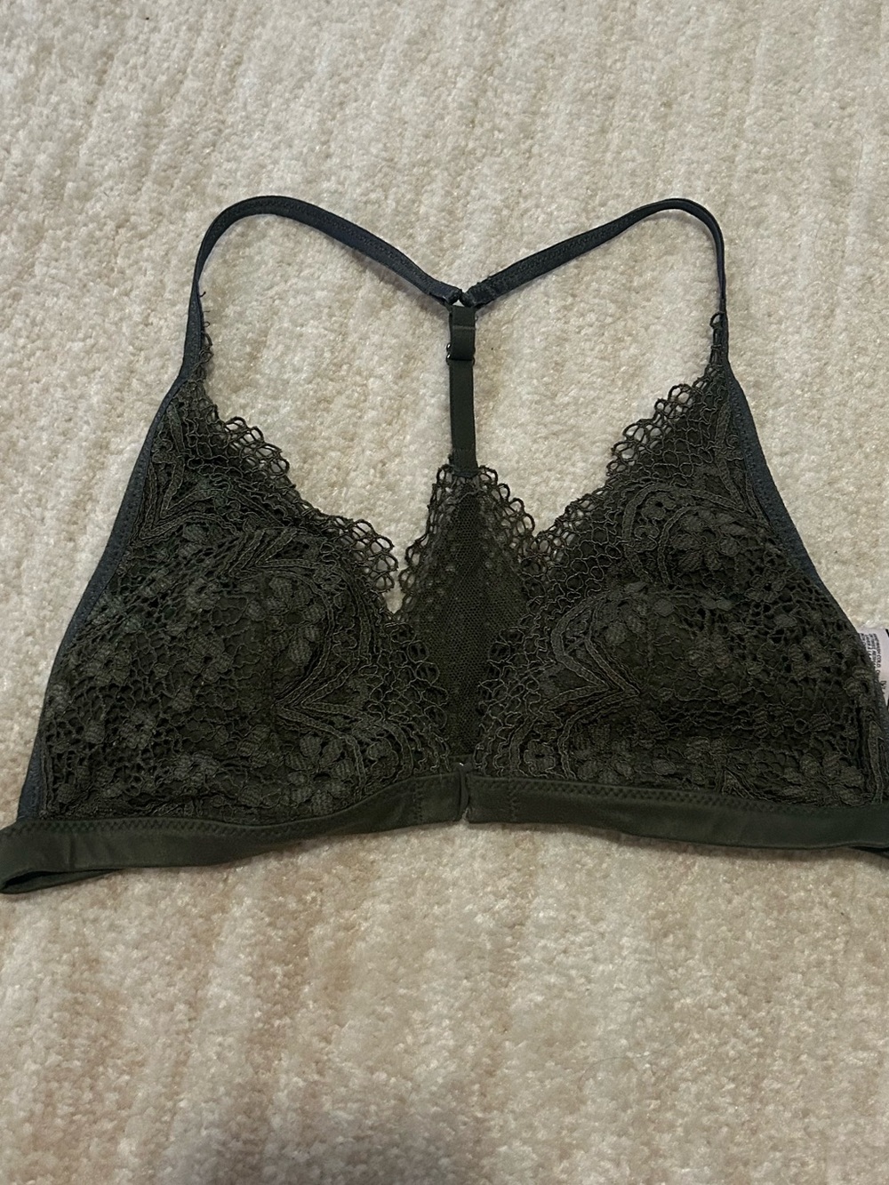 Victoria's Secret Olive Green Lace Racerback Bralette